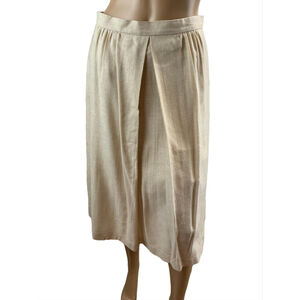 Deborah Draffan Womens A-Line Midi Skirt Size 6 Beige Silk Blend Coastal Vintage